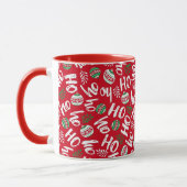 Ho Ho Rote und grüne Weihnachtsbände hell rot Tasse (Links)