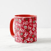 Ho Ho Rote und grüne Weihnachtsbände hell rot Tasse (Vorderseite Links)