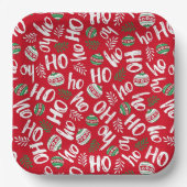 Ho Ho Rote und grüne Weihnachtsbände Rot Pappteller (Vorderseite)