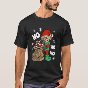 Ho Ho Santa Claus Monkey Elves Weihnachten T-Shirt