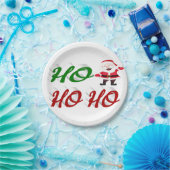 Ho Ho Santa Claus rote grüne Schrift Weihnachten Pappteller (Party)