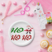 Ho Ho Santa Claus rote grüne Schrift Weihnachten Pappteller (Party)