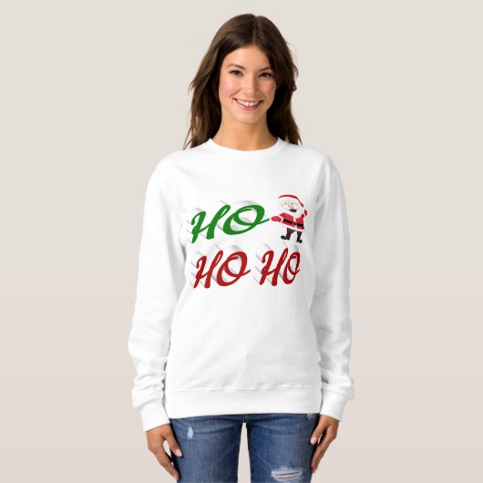 Ho Ho Santa Claus Weihnachtsgrün-Skript Sweatshirt (Vorne ganz)