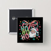 Ho Ho Santa Coquette Bow Retro Christmas Festiv Button (Vorne & Hinten)