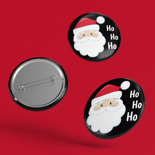 Ho Ho Santa Face Weihnachtsfeiertagen Rot Weiß Button