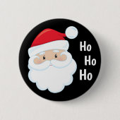 Ho Ho Santa Face Weihnachtsfeiertagen Rot Weiß Button (Vorderseite)