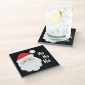 Ho Ho Santa Face Weihnachtsfeiertagen Rot Weiß Glasuntersetzer (Schrägansicht)