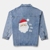 Ho Ho Santa Face Weihnachtsfeiertagen Rot Weiß Jeansjacke (Rückseite)