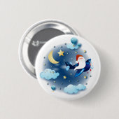 Ho ho! Santa im Flugzeug Button (Vorne & Hinten)