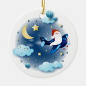 Ho ho! Santa im Flugzeug Keramik Ornament (Vorne)