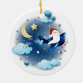 Ho ho! Santa im Flugzeug Keramik Ornament (Hinten)