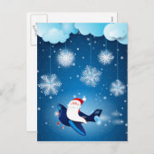 Ho ho! Santa im Flugzeug, Postkarte (Vorne/Hinten)