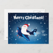 Ho ho! Santa im Flugzeug, Postkarte (Vorne/Hinten)