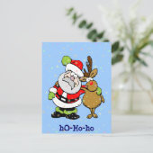 ho-ho Santa & Rudy Feiertagspostkarte (Stehend Vorderseite)