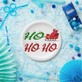 Ho Ho Santa Sleigh Rot-Grün-Drehbuch Weihnachten Pappteller (Party)