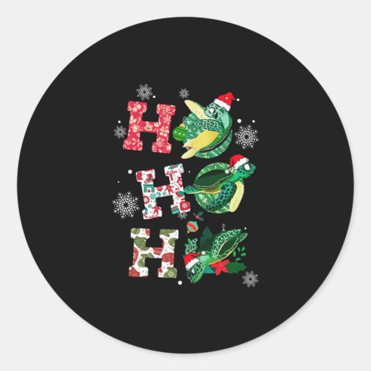 Ho Ho Santa Turtles Weihnachtsdekor Runder Aufkleber (Vorderseite)