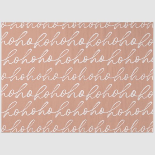 Ho Ho Skript Brown White Christmas Seidenpapier (Vorderseite)