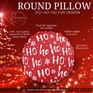 Ho-Ho Spaß Weihnachtsdesign Rundkissen Rundes Kissen