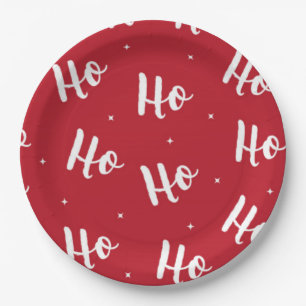 Ho Ho Typografie Weihnachtsfeiertag Rot Pappteller