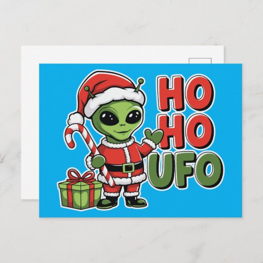 Ho Ho UFO Feiertagspostkarte (Vorne/Hinten)