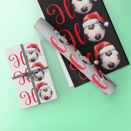 Ho Ho Weihnachten Fußball / Fußball Geschenkpapier Set