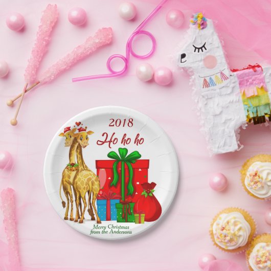 Ho Ho Weihnachten Giraffen Pappteller (Party)