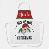 Ho Ho Weihnachten mit Ihrem Namen Funny Santa Face Schürze (Vorderseite)