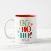 Ho Ho Weihnachten Monogram Green Red Zweifarbige Tasse (Links)