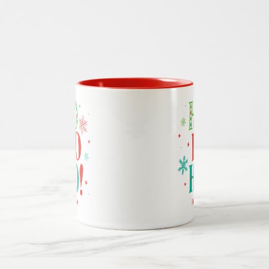 Ho Ho Weihnachten Monogram Green Red Zweifarbige Tasse (Mittel)