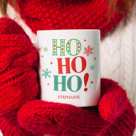Ho Ho Weihnachten Monogram Green Red Zweifarbige Tasse