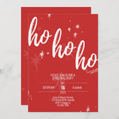 Ho Ho Weihnachten Party Einladung Modernes Rot (Vorne/Hinten)