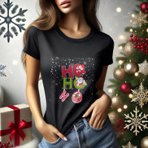 HO HO Weihnachten schwarzer lustiger T - Shirt