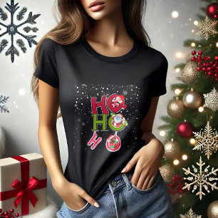 HO HO Weihnachten schwarzer lustiger T - Shirt