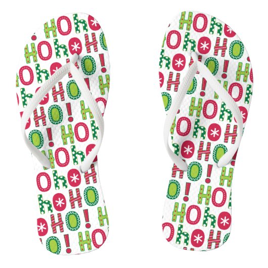Ho Ho Weihnachten Spaß Modern Red Green Pattern Badesandalen (Fußbett)