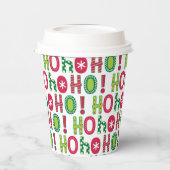 Ho Ho Weihnachten Spaß Modern Red Green Pattern Pappbecher (Links)
