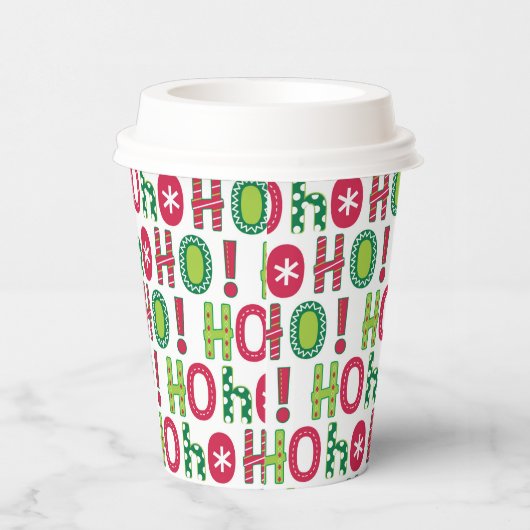 Ho Ho Weihnachten Spaß Modern Red Green Pattern Pappbecher (Rechts)