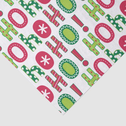 Ho Ho Weihnachten Spaß Modern Red Green Pattern Seidenpapier (Detail)