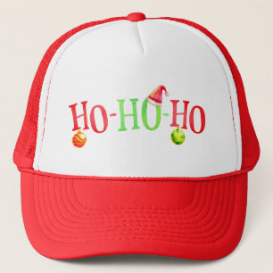 Ho-Ho Weihnachten typografischer Aquarelltext Truckerkappe