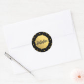 HO HO Weihnachts Black Polka Dots Gold Foil Runder Aufkleber (Umschlag)