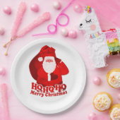 Ho ho Weihnachts-Party Weihnachtsschild Pappteller (Party)