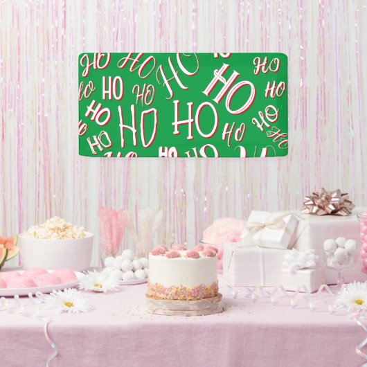 HO HO Weihnachts-Textmuster weiß grün rot Banner (Party)