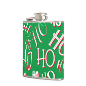 HO HO Weihnachts-Textmuster weiß grün rot Flachmann (Links)