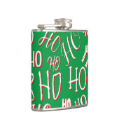 HO HO Weihnachts-Textmuster weiß grün rot Flachmann (Rechts)