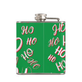 HO HO Weihnachts-Textmuster weiß grün rot Flachmann (Rückseite)