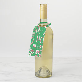 HO HO Weihnachts-Textmuster weiß grün rot Flaschenanhänger