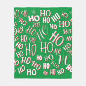 HO HO Weihnachts-Textmuster weiß grün rot Fleecedecke (Vorderseite)