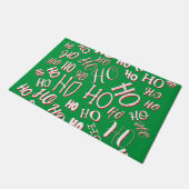 HO HO Weihnachts-Textmuster weiß grün rot Fußmatte (Schrägansicht)