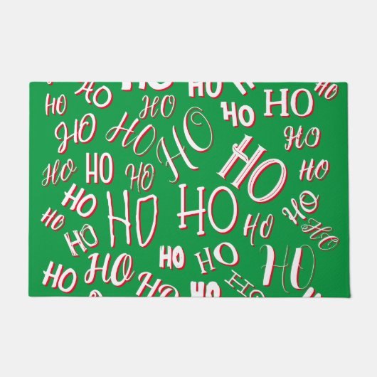 HO HO Weihnachts-Textmuster weiß grün rot Fußmatte (Vorderseite)