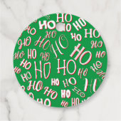HO HO Weihnachts-Textmuster weiß grün rot Geschenkanhänger (Rückseite)