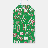 HO HO Weihnachts-Textmuster weiß grün rot Geschenkanhänger (Rückseite)